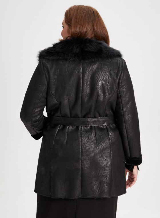 Embossed Faux Shearling Coat