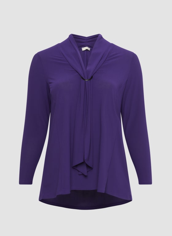 Neck Tie Detail Long Sleeve Top