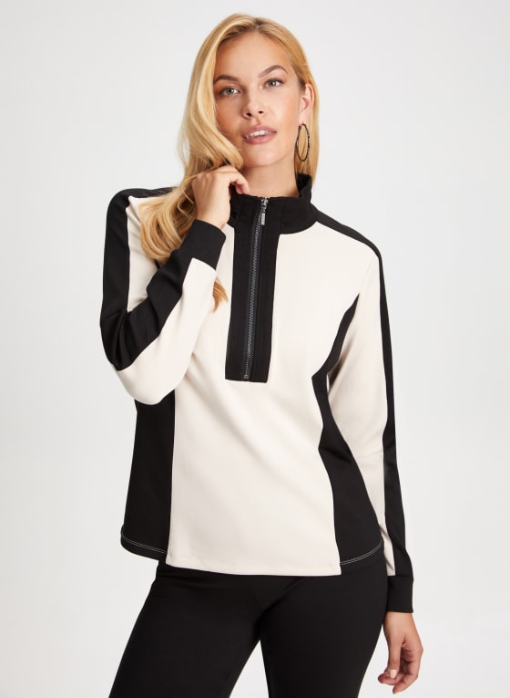 Colour Block Zip Detail Top