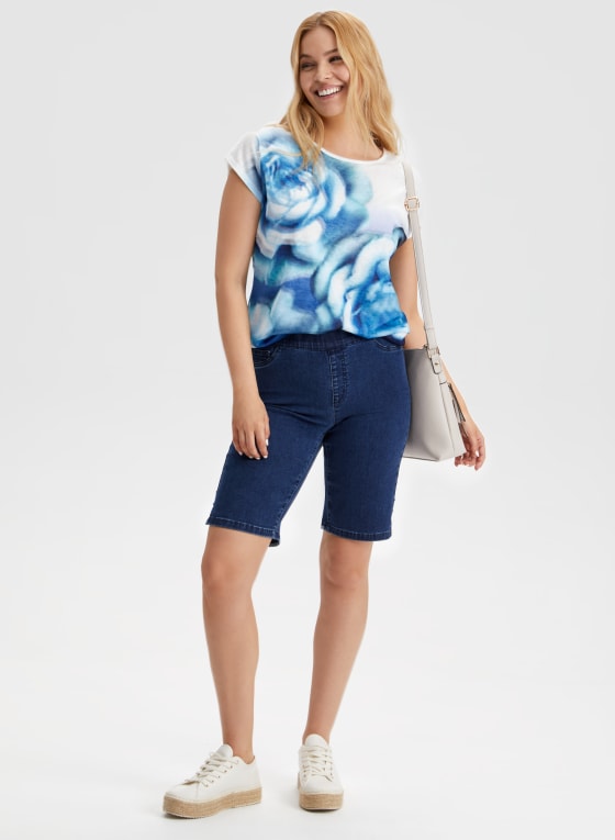 Cap Sleeve Rose Motif Tee