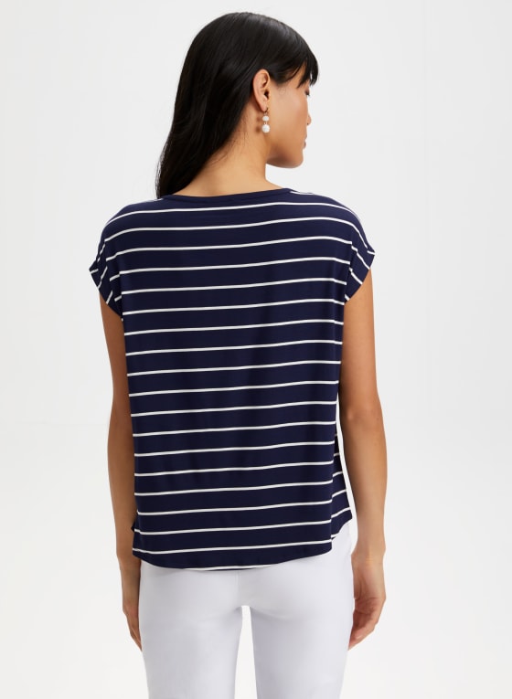 Stripe Print Two-Tone Top