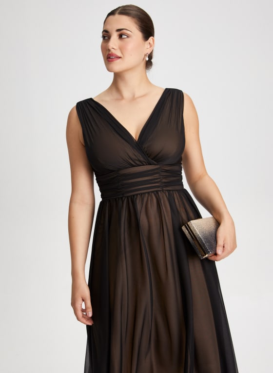 Mesh Detail Fit & Flare Dress