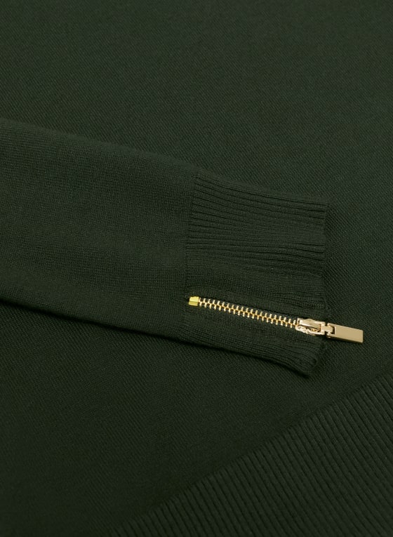 Zippered Split Neck Sweater