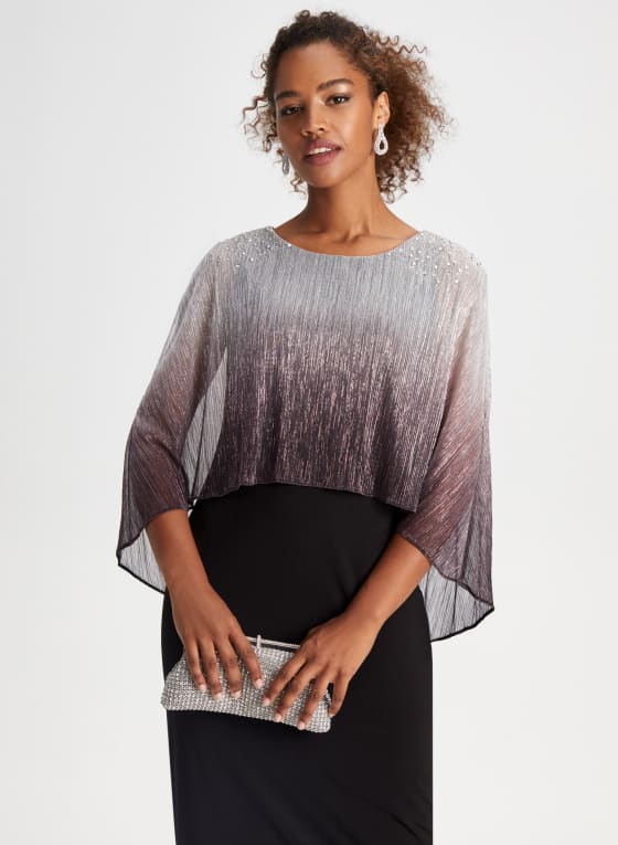 Ombre Plisse Poncho Dress
