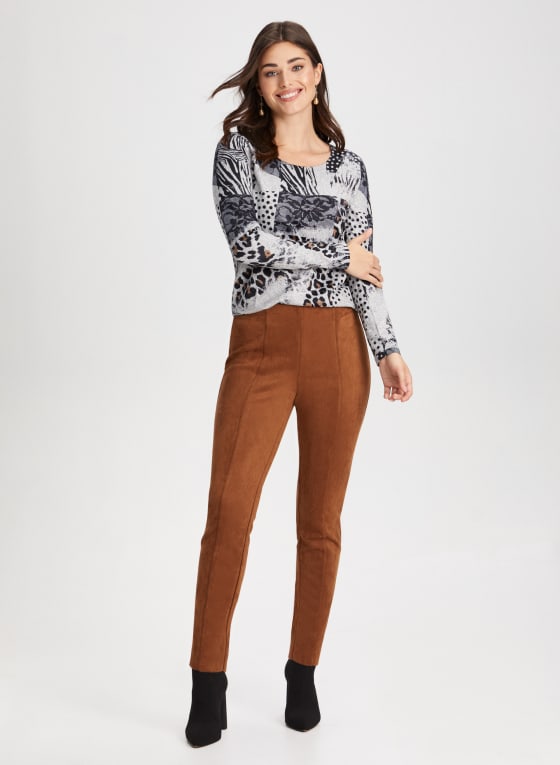 Contrast Animal Print Top