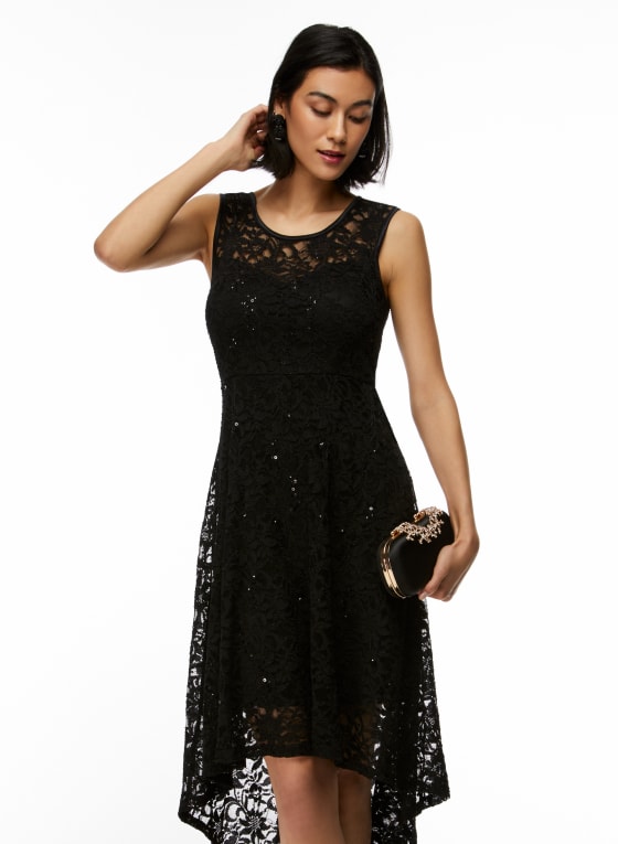 High-Low Lace & Sequin Dress