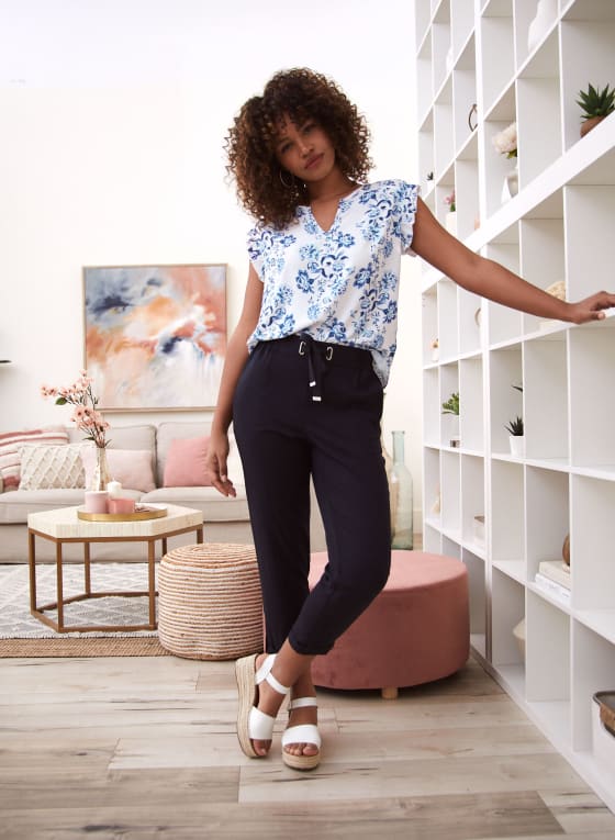 Floral Print Cap Sleeve Blouse