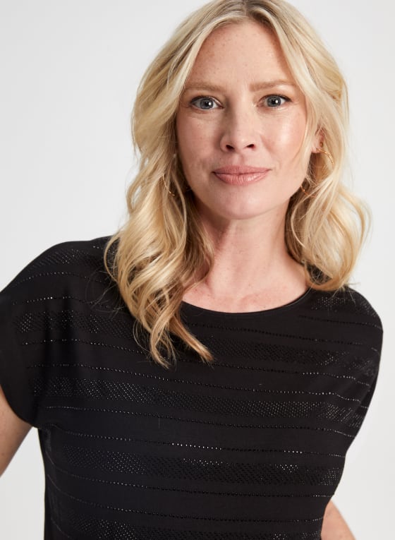 Cap Sleeve Stripe Detail Tee