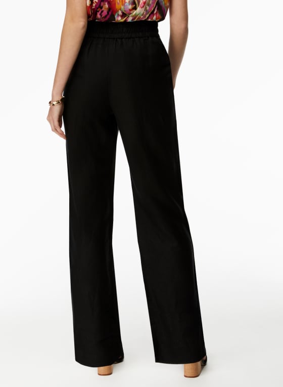 Button Detail Linen-Blend Pants