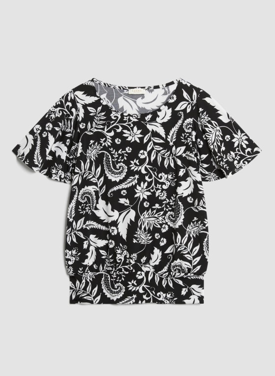 Floral Print Flutter Sleeve Top