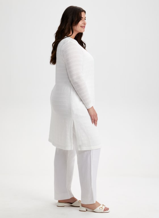 Pointelle Knit Open Front Top