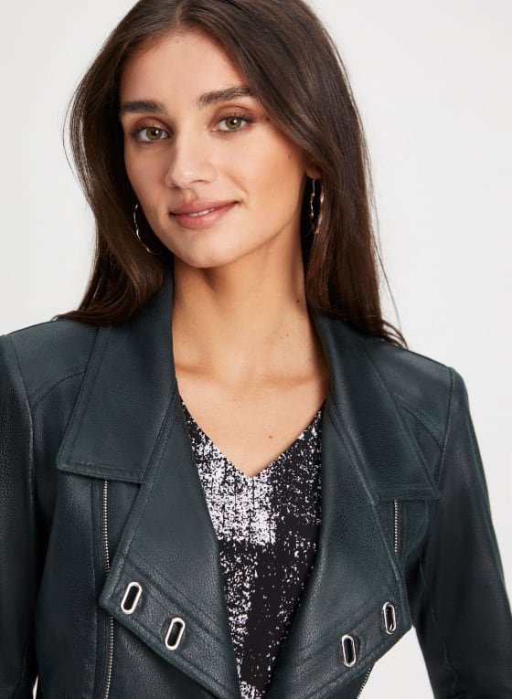 Stud Detail Faux Suede Jacket