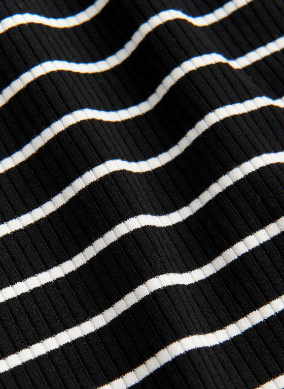 Stripe Print Ribbed Jersey Dress