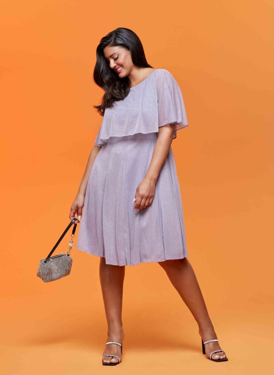 Glitter Mesh Capelet Dress