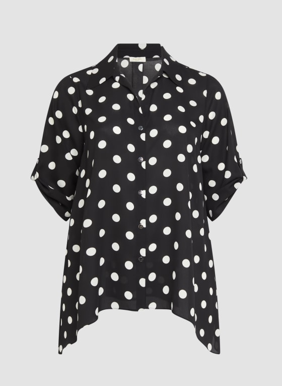 Polka Dot Asymmetrical Blouse