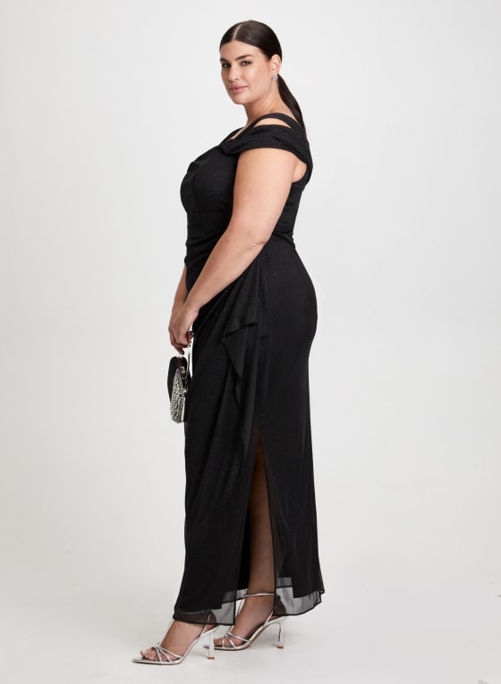 Drape Neck Cold Shoulder Dress