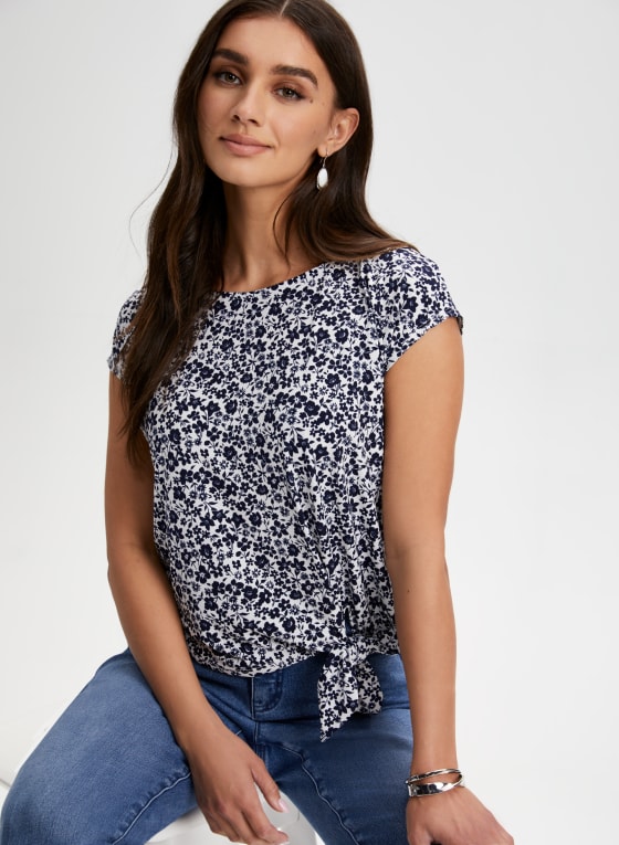 Floral Print Tie-Waist Top