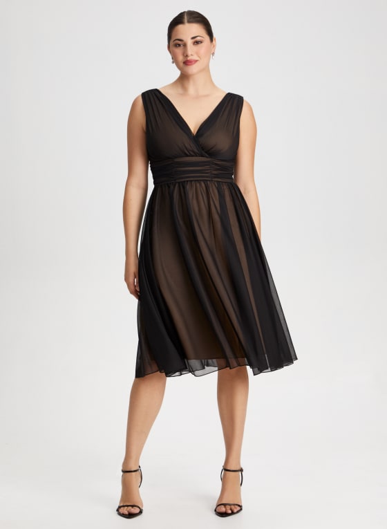 Mesh Detail Fit & Flare Dress