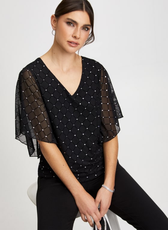 Diamond Motif Sequin Top