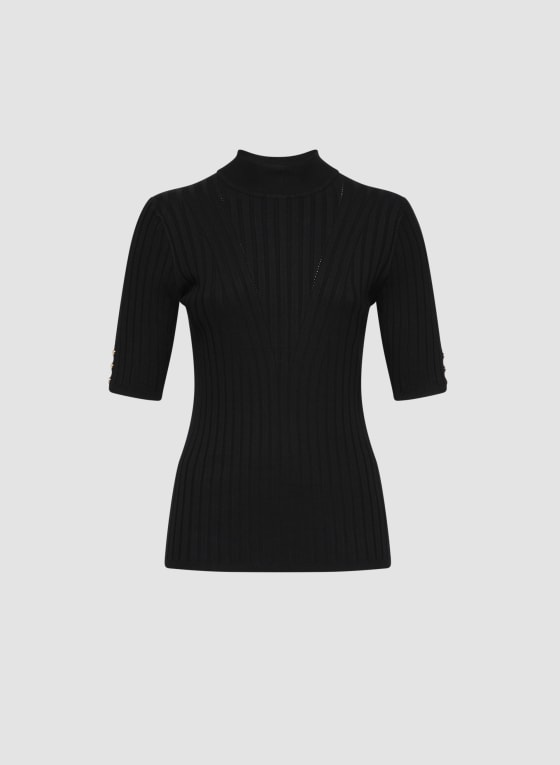 Short Sleeve Rib Knit Sweater