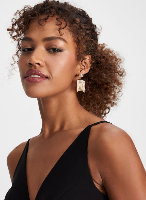 Pearl & Cascading Crystal Earrings