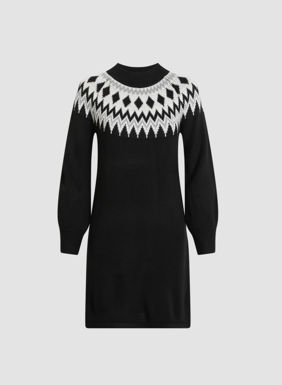 Diamond Pattern Sweater Dress