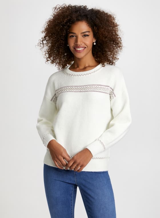 Pearl & Glitter Stripe Sweater