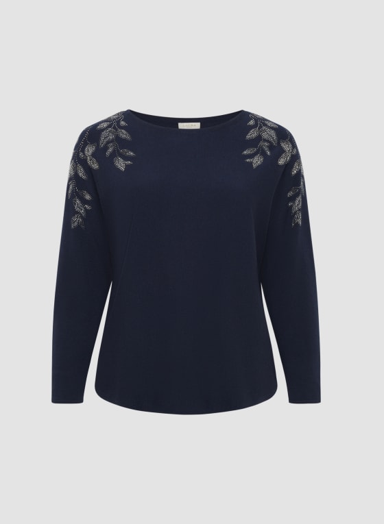 Rhinestone Detail Knit Sweater