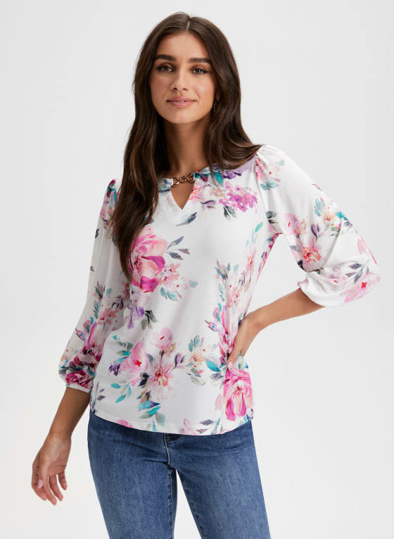 Floral Print 3/4 Sleeve Top