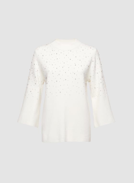 Embellished Mock Neck Sweater