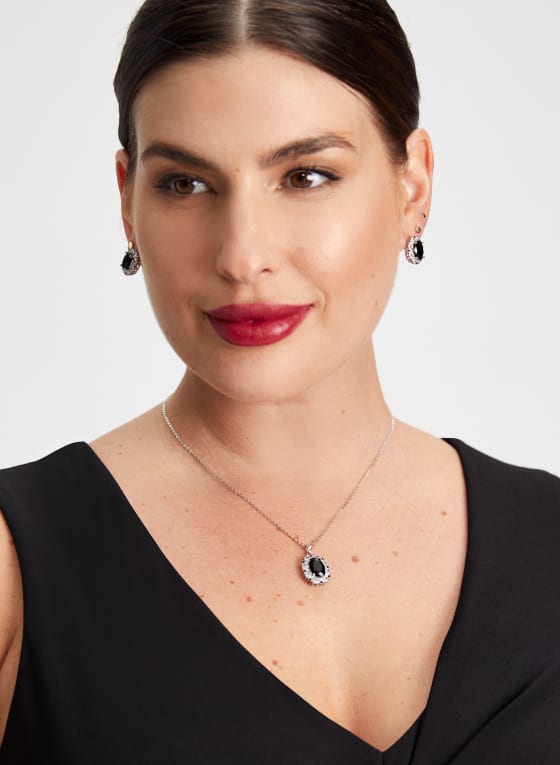 Faceted Stone Button Earrings