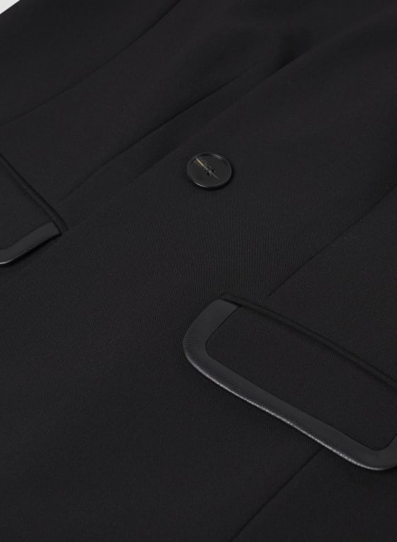 Vegan Leather Detail Redingote Jacket