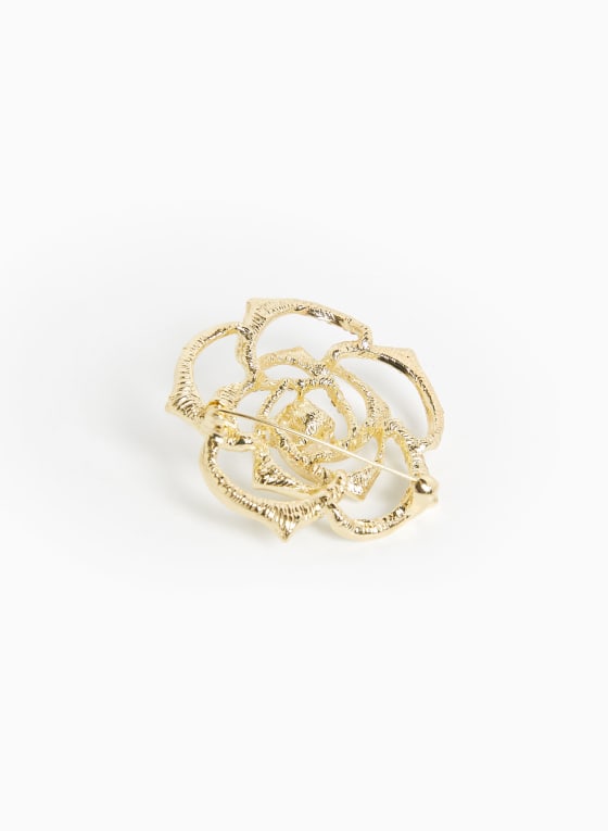 Rose Shape Pearl Detail Brooch