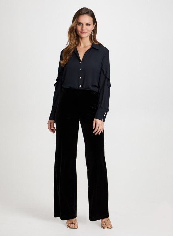 Ruffle Detail Button-Down Blouse