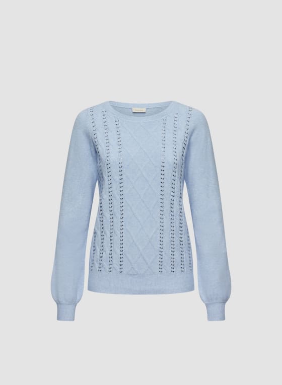 Beaded Cable Knit Motif Sweater