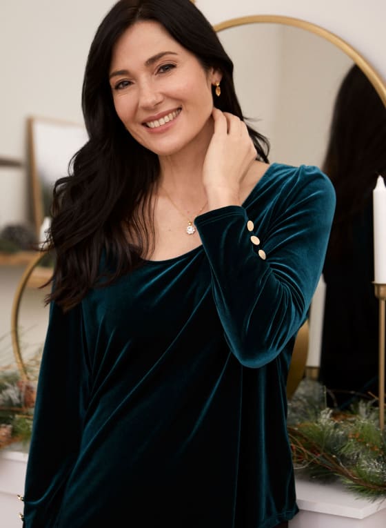 Velour Scoop Neck Top