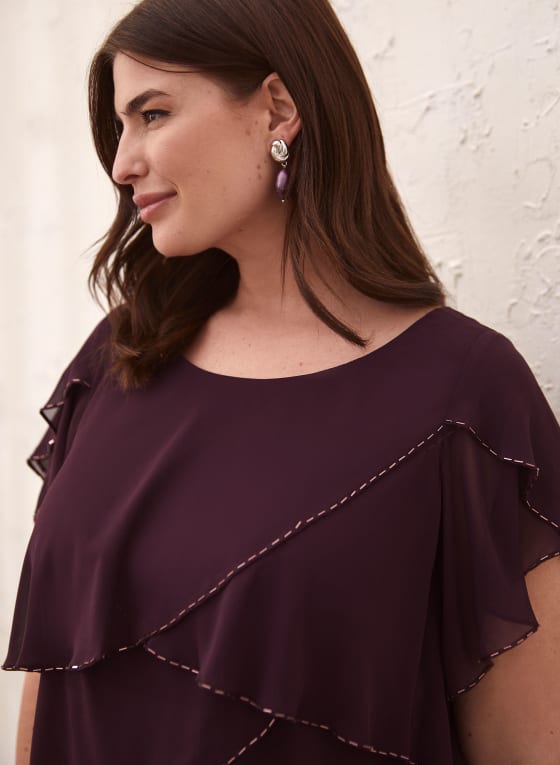 Tiered Embellished Ruffle Dress