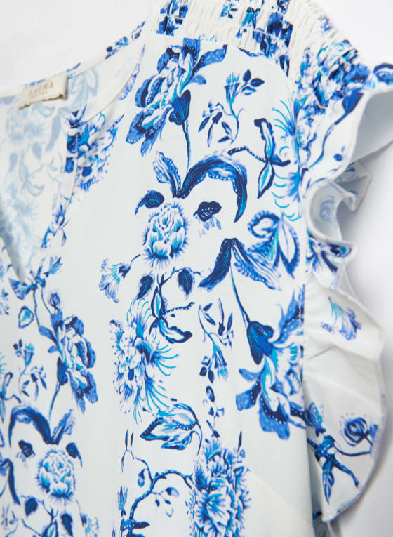 Floral Print Cap Sleeve Blouse