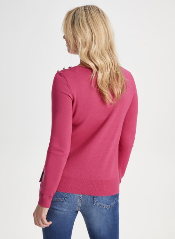 Button Detail Crew Neck Sweater