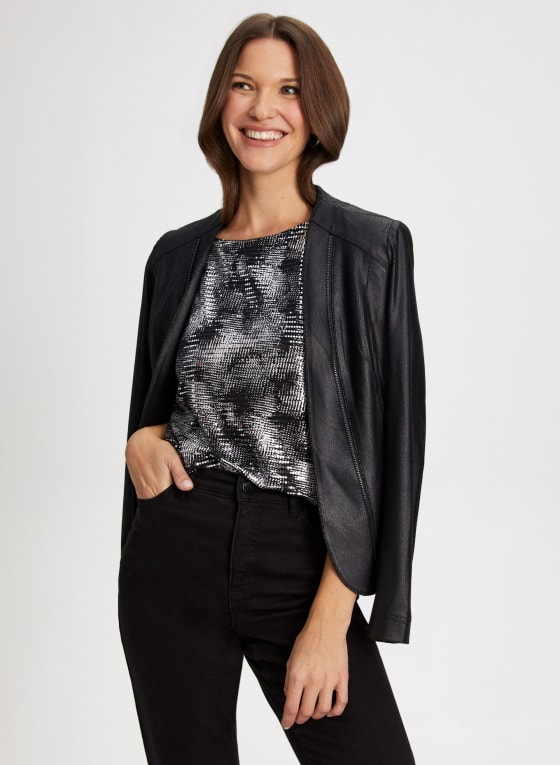 Abstract Metallic Print Top