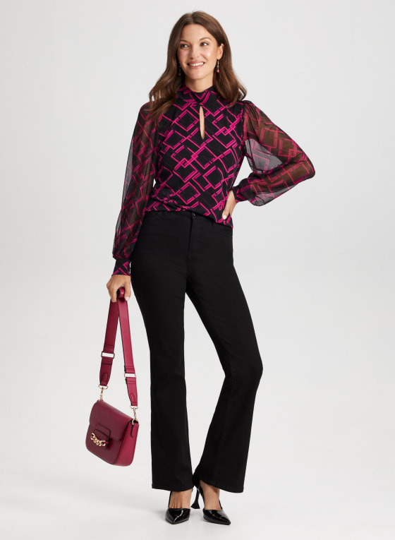 Keyhole Geometric Print Top