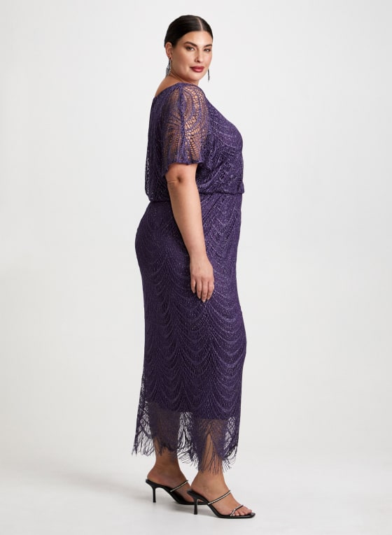 Crochet Detail Metallic Dress