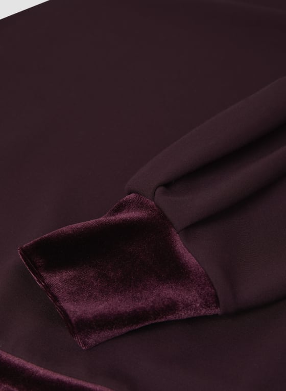 Velour Trim Puff Sleeve Top