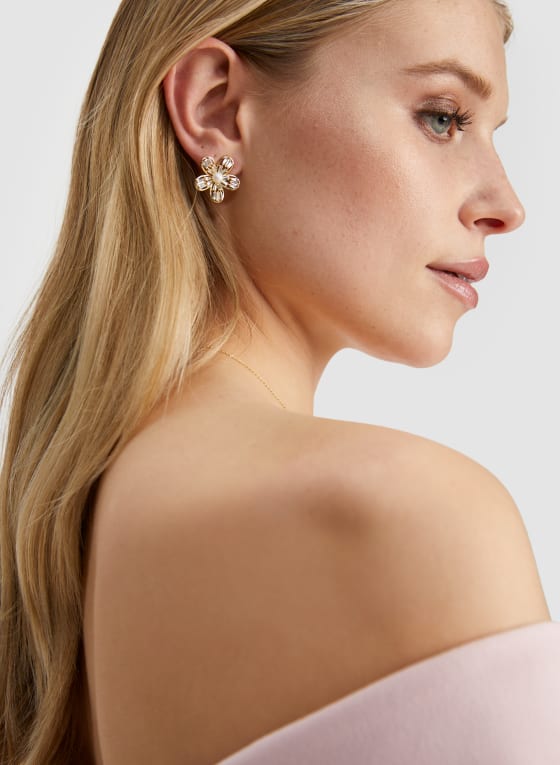 Floral Button Earrings