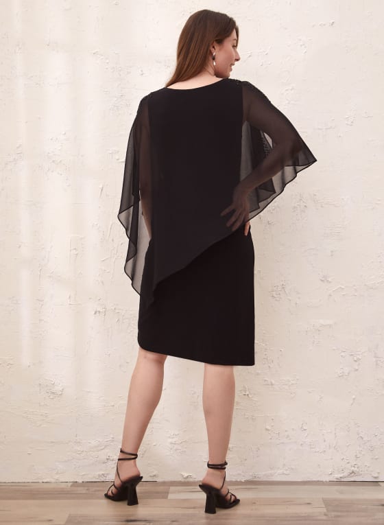Cold Shoulder Chiffon Poncho Dress