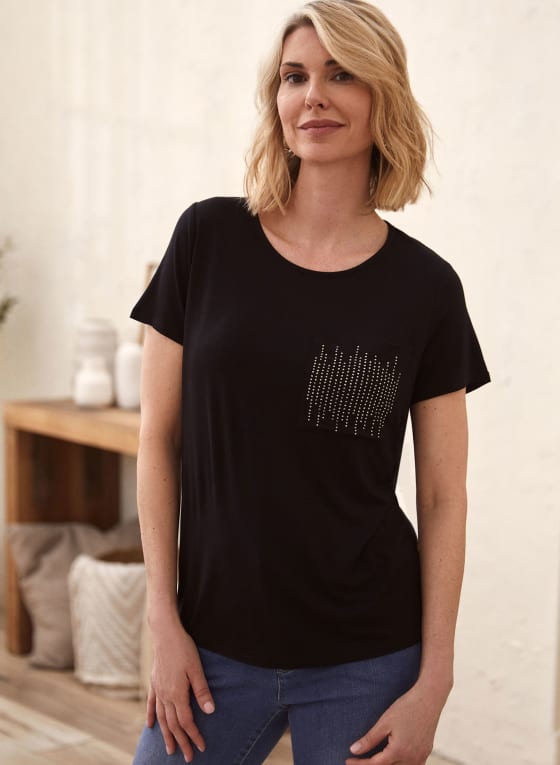 Embellished Scoop Neck Top