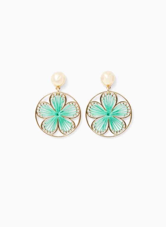 Flower Detail Dangle Earrings