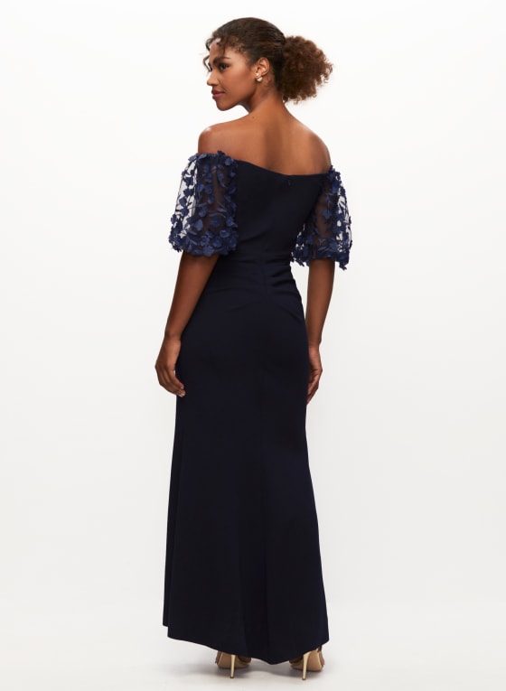 Floral Sleeve Off-the-Shoulder Dress