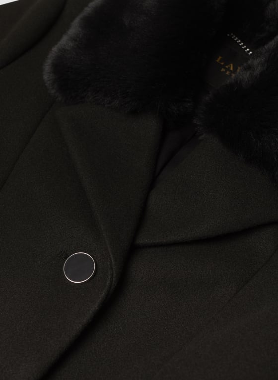 Button Front Stretch Wool Blend Coat