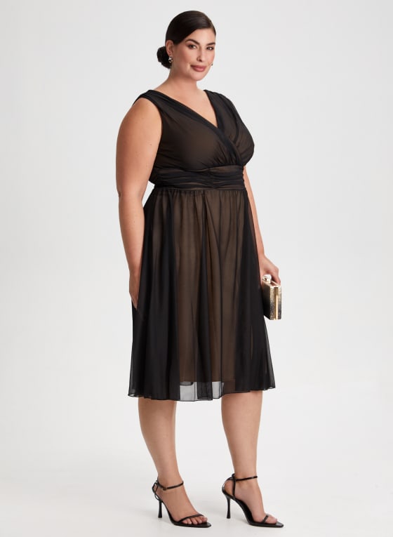 Mesh Detail Fit & Flare Dress